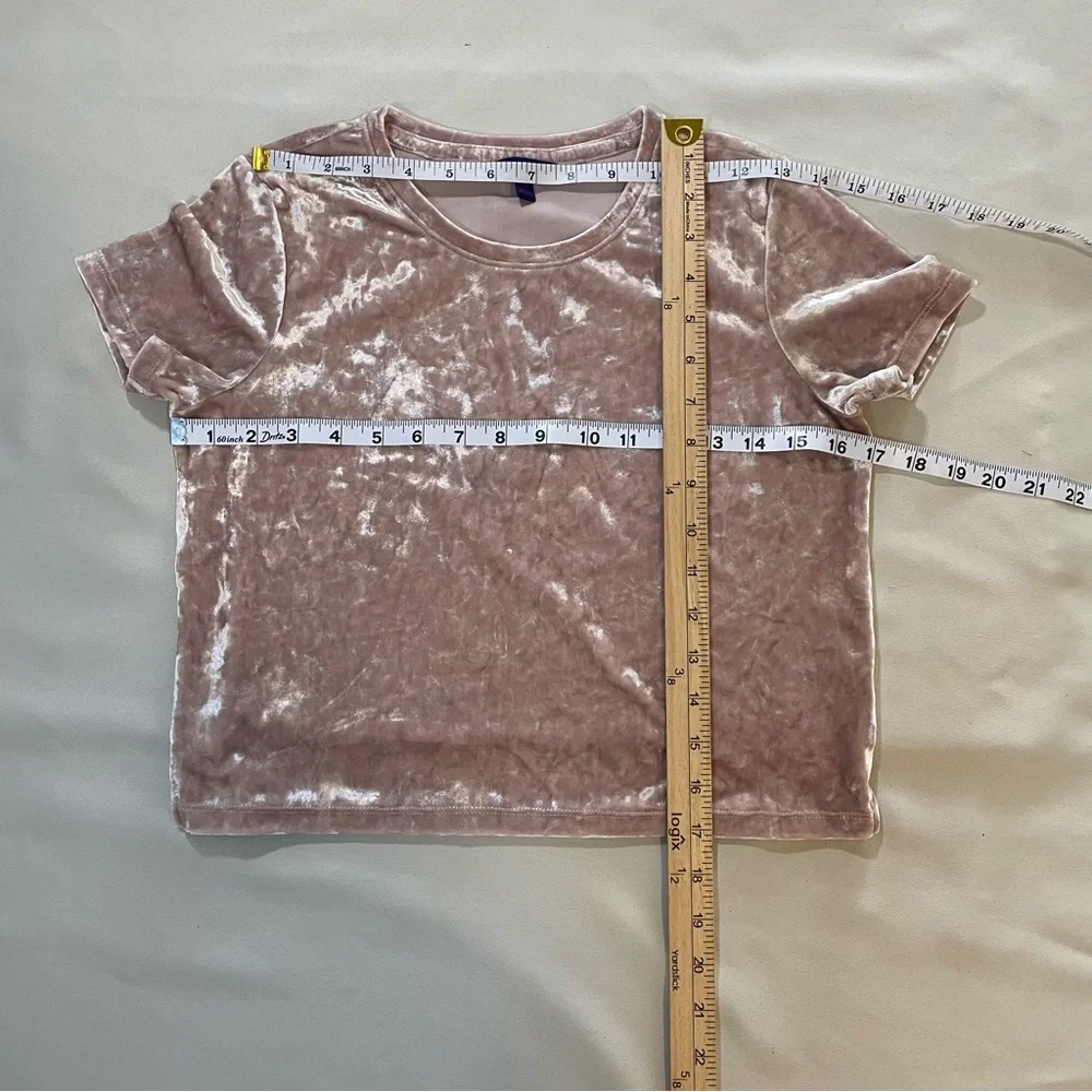 Aeropostale Crushed Velvet‎ Crop Tee - Dusty Rose / Mauve - Size XS